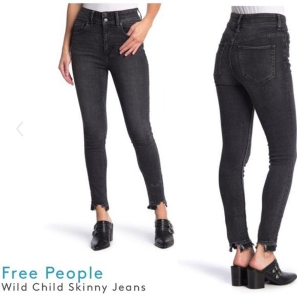 NWOT Free People Wild Child Skinny Jeans Black 28 - Picture 2 of 10